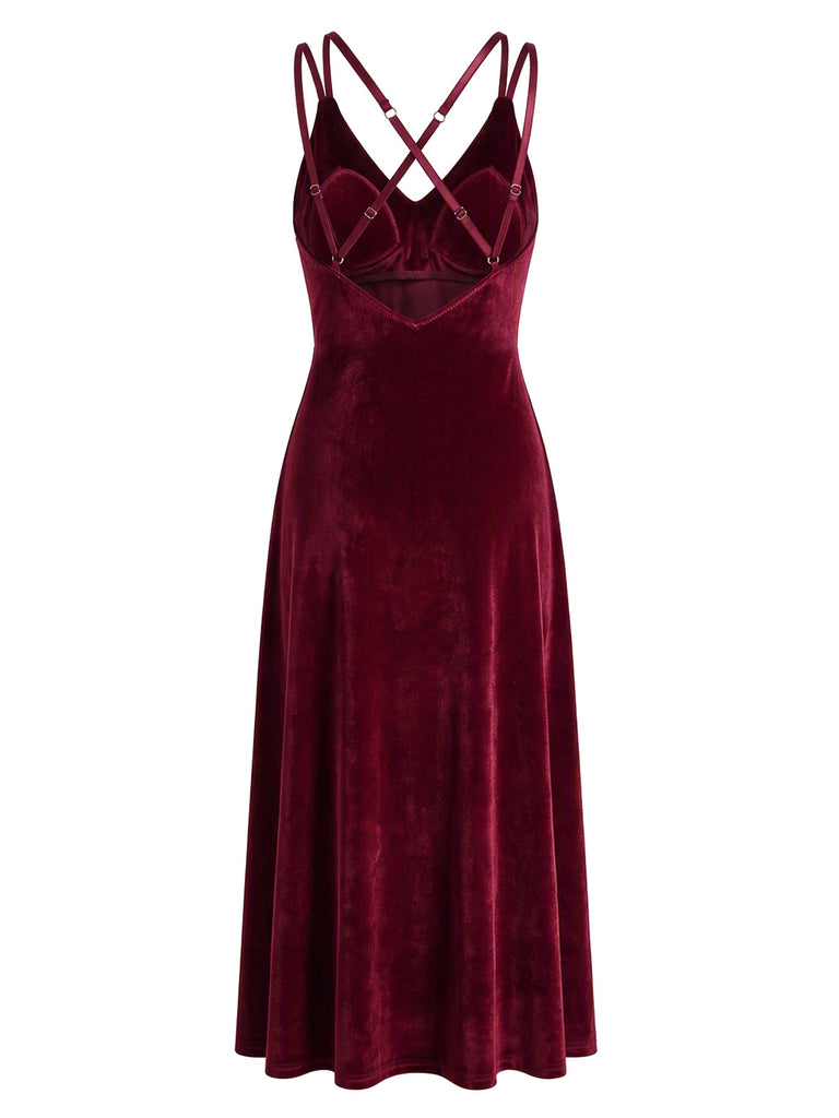 Velvet Padded Cup Spaghetti Strap Nightgown 3