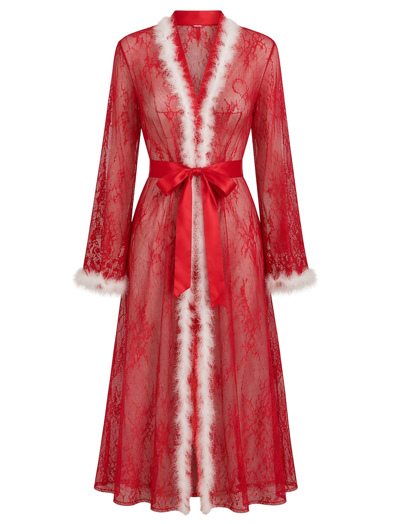 Black 1960s Christmas Lace Nightgown 4
