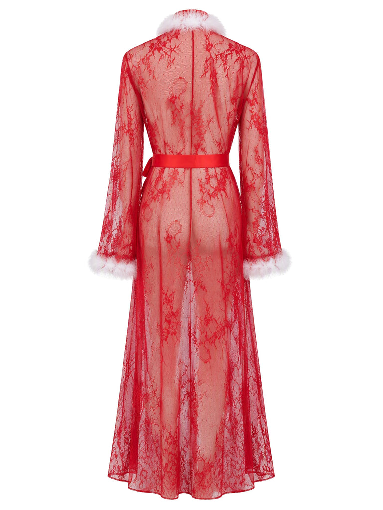 Black 1960s Christmas Lace Nightgown 5
