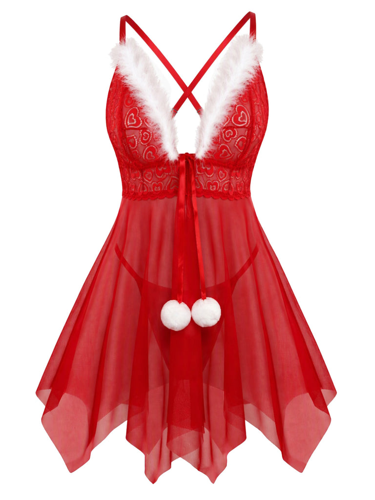 Red 1930s Christmas Halter Nightgown 1