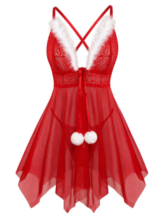 Red 1930s Christmas Halter Nightgown 1