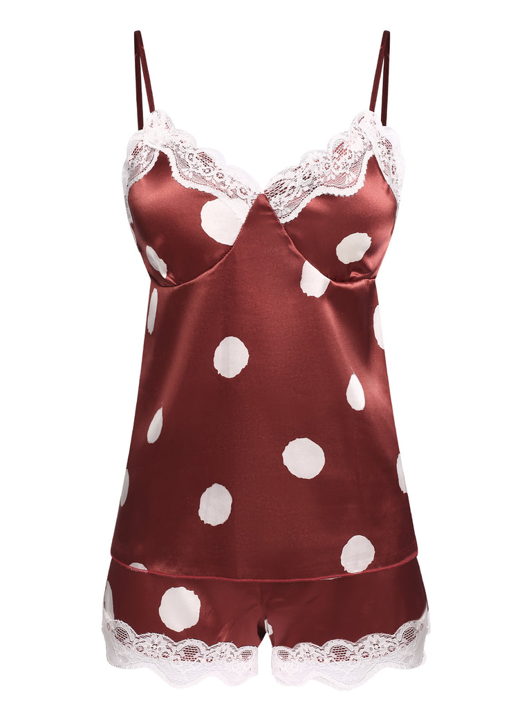 1950s Polka Dot Lace Camisole Sleepwear