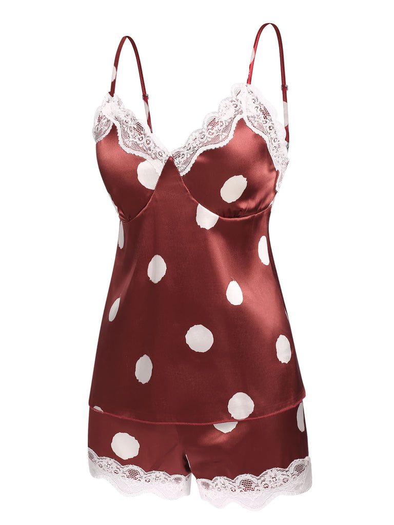 1950s Polka Dot Lace Camisole Sleepwear