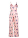2PCS Pink 1950s Butterfly Suspender V-Neck Sleepwear