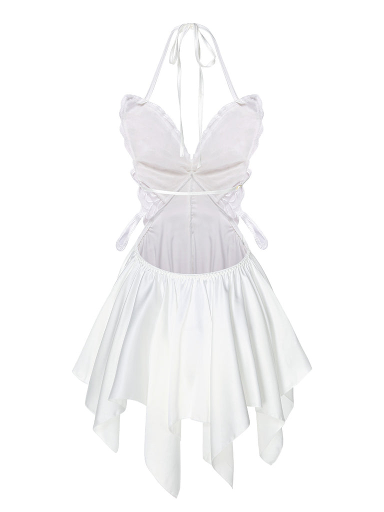 1950s Butterfly Wing Lace-Up Halter Nightgown