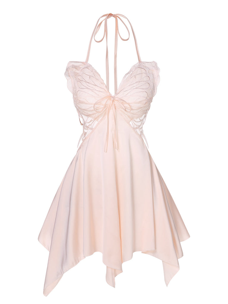 1950s Butterfly Wing Lace-Up Halter Nightgown