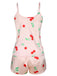Pink 1950s Spaghetti Strap Cherry Pajamas