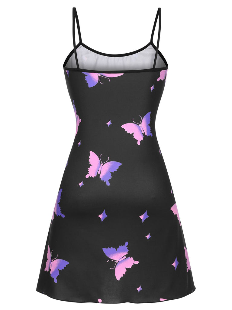 Black 1950s Butterfly Suspender Sleepwear