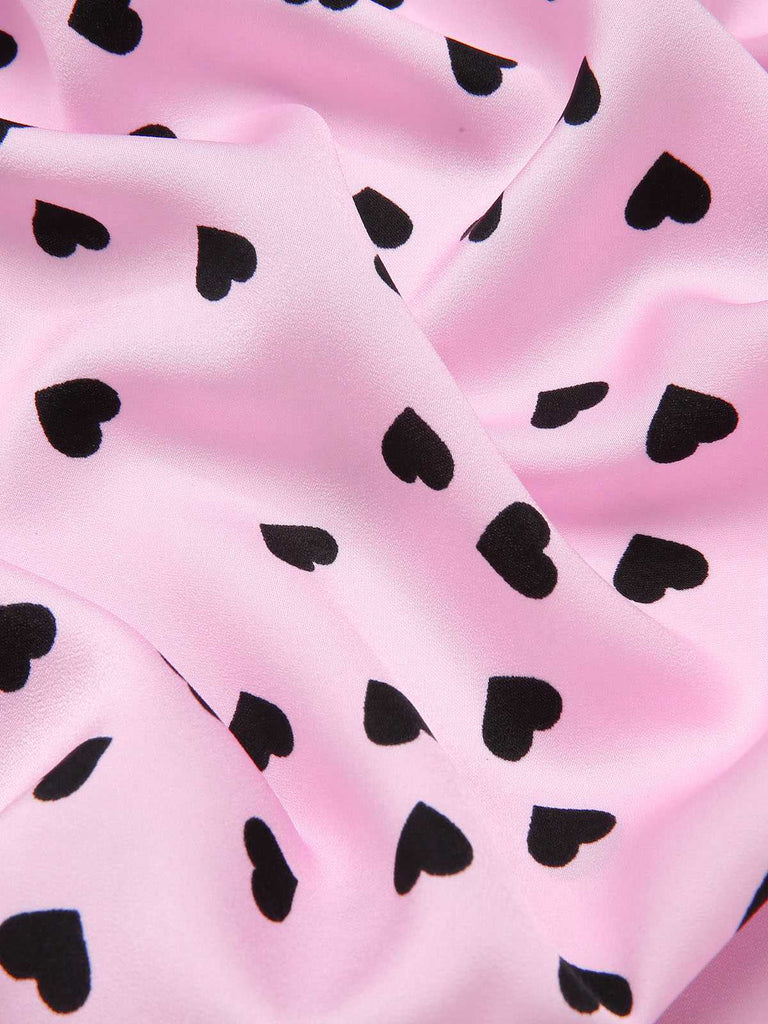 [Pre-Sale] Pink 1950s Heart Dots Bow Slip Nightdress