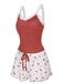 2PCS Wine Red 1950s Lace Straps Pajamas