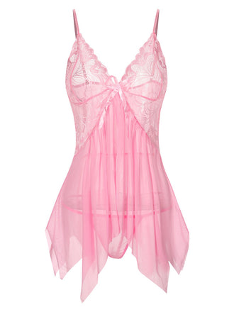 1970s Spaghetti Strap Lace Sheer Sleepwear