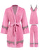 3PCS 1960s Pink Casual Velvet Pajamas