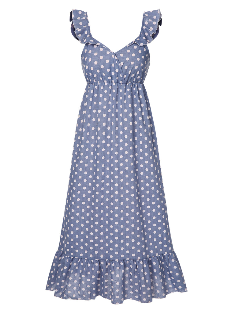 1930s Strap Ruffles Polka Dots Nightgowns