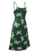 Green 1930s Spaghetti Strap Floral Nightgown