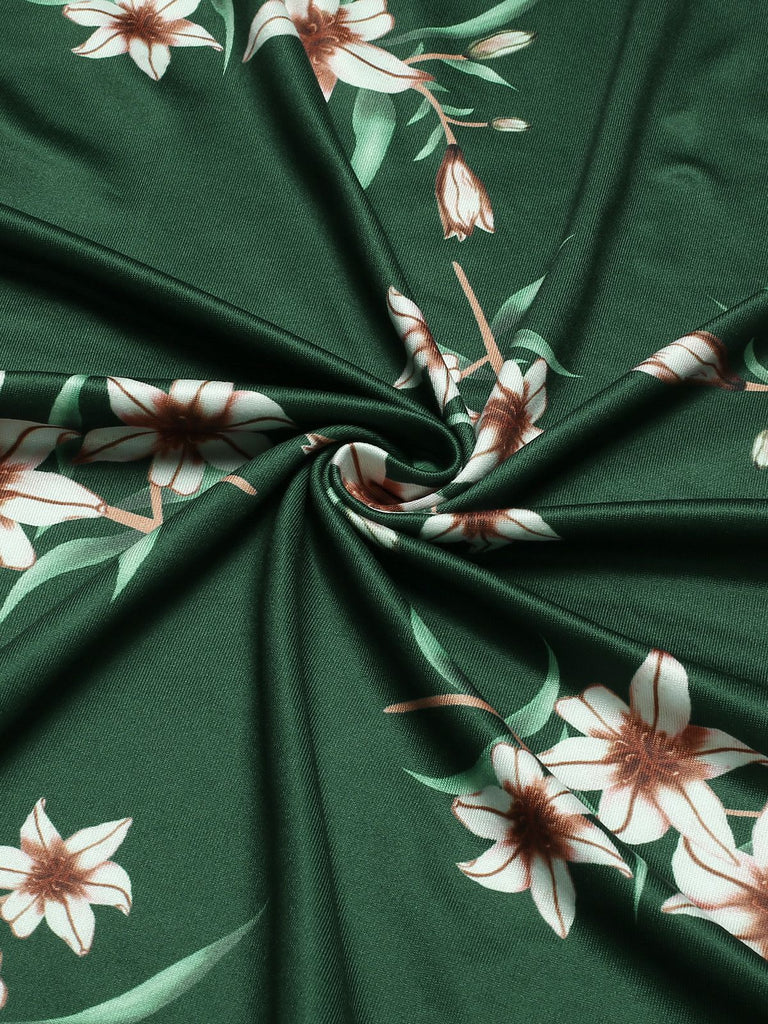 Green 1930s Spaghetti Strap Floral Nightgown