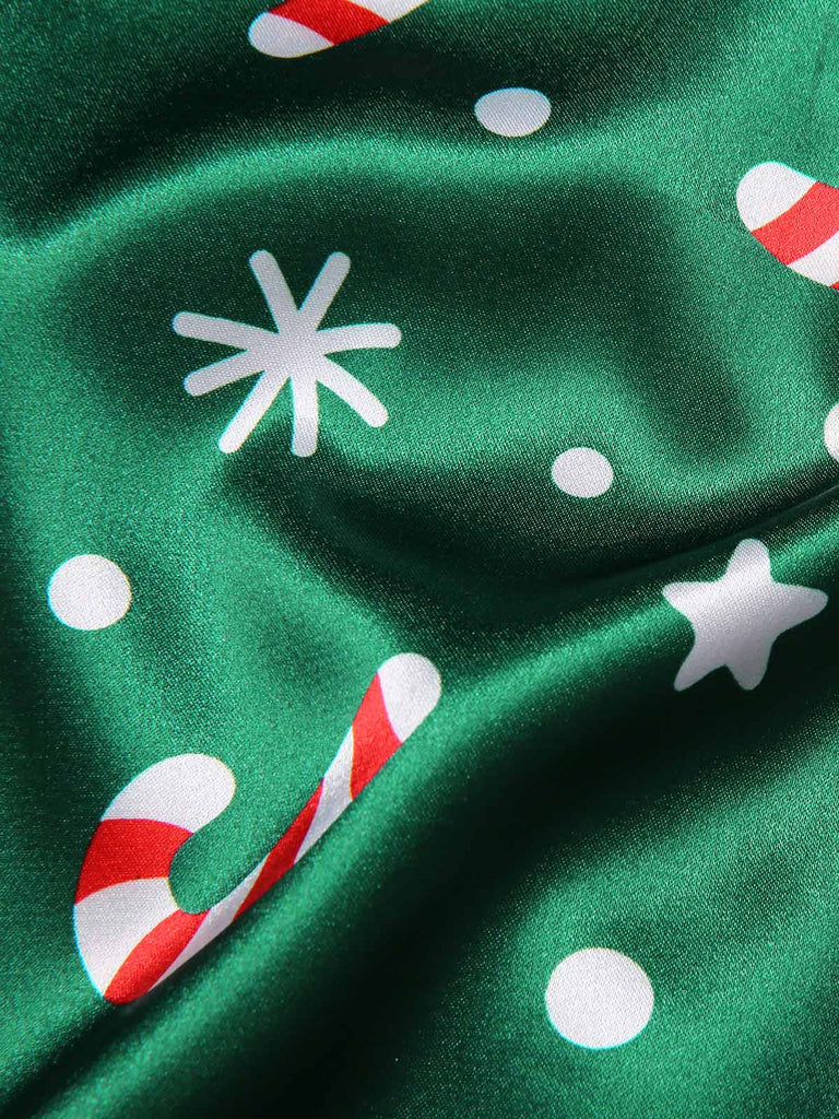 [Pre-Sale] Green 1970s Christmas Candy Cane Pajama Set