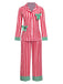 [Pre-Sale] Red 1970s Christmas Bow Lapel Striped Pajama