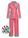 [Pre-Sale] Red 1970s Christmas Bow Lapel Striped Pajama