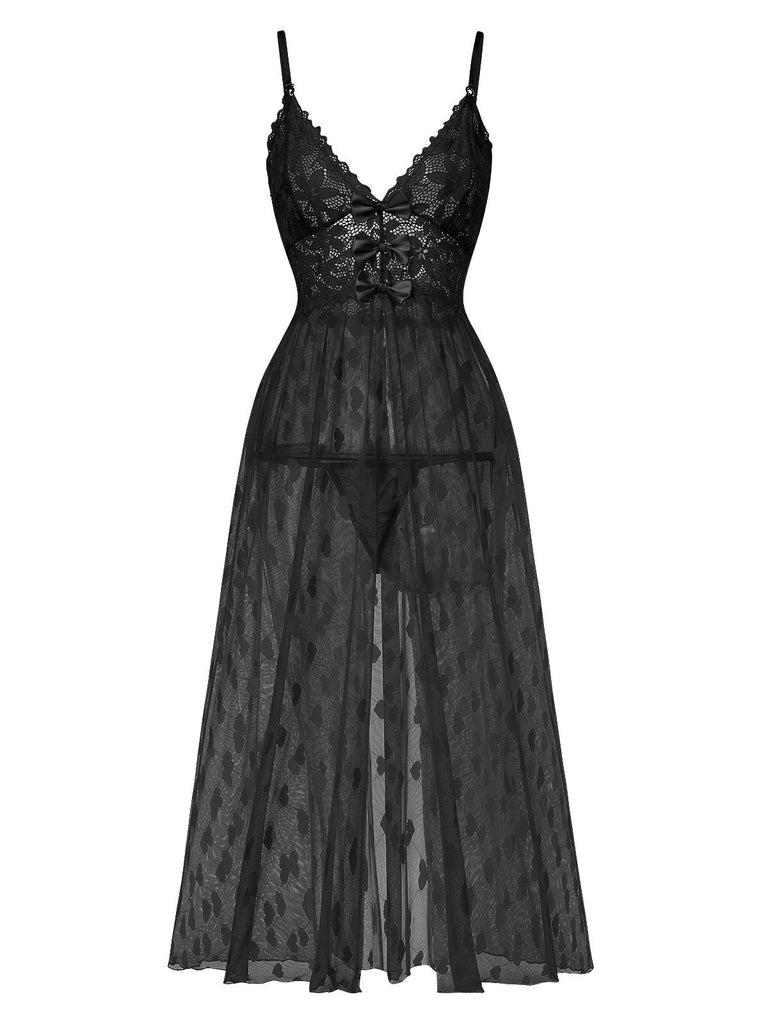 1930s Heart Dot Lace Spaghetti Straps Nightgown