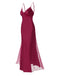 Wine Red 1950s Solid Satin Mesh Suspender Nightdress