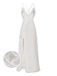 White 1950s Solid Satin Slit Suspender Nightdress