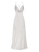 White 1950s Solid Satin Slit Suspender Nightdress