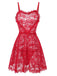 Red 1950s Valentine Hearts Lace Straps Nightdress