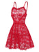 Red 1950s Valentine Hearts Lace Straps Nightdress