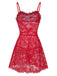 Red 1950s Valentine Hearts Lace Straps Nightdress