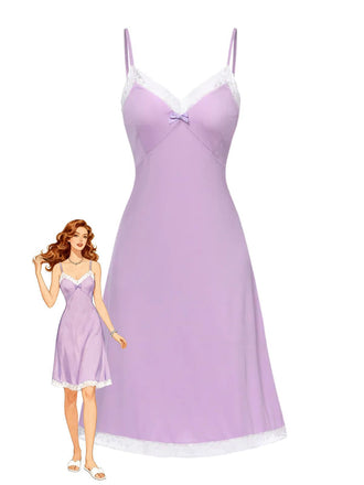 [Pre-Sale] Purple 1930s Knitted V-Neck Lace Nightgown