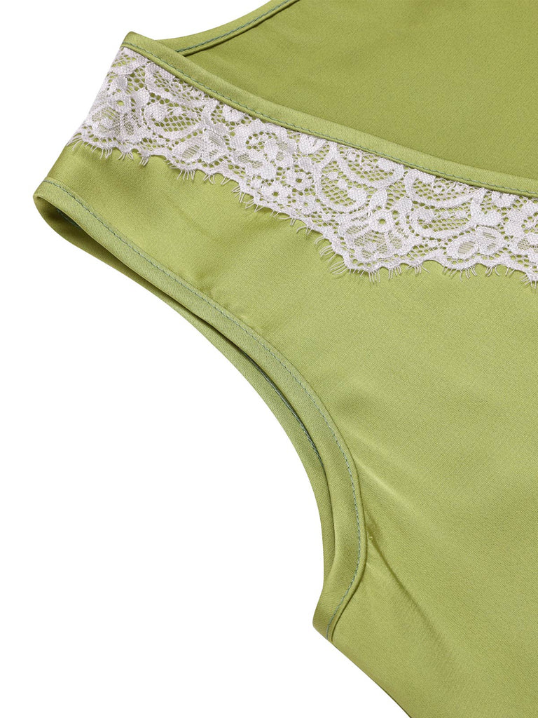 [Pre-Sale] Chartreuse 1970s Satin Lace Nightgown