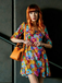 1960s Flare Sleeve Colorful Daisy Dress