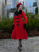 1950s Red And Black Fur Collar Coat