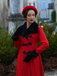 1950s Red And Black Fur Collar Coat