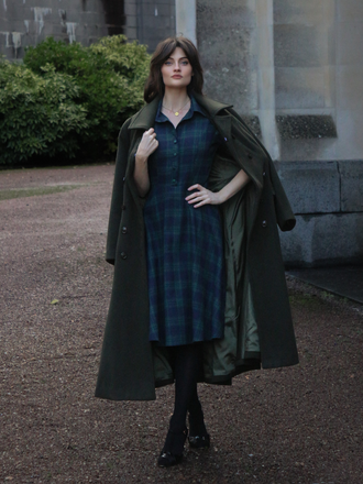 Plaids 1950s Buttoned Belted Swing Dress