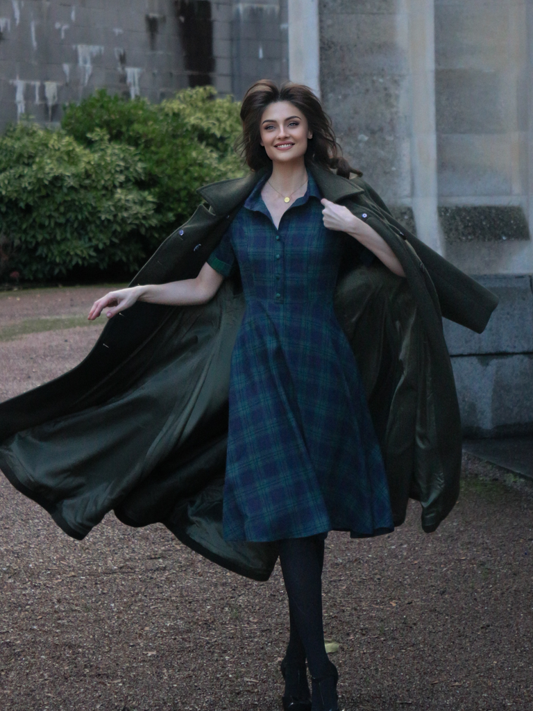 Plaids 1950s Buttoned Belted Swing Dress