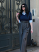 Blue & Gray 1940s Knit Colorblock 3/4 Sleeve Shirt Jumpsuit