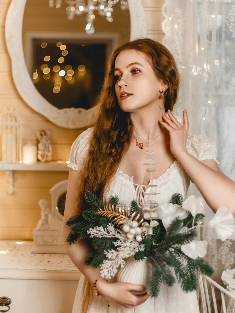 White 1940s Solid Cotton Embroidered Lace Dress