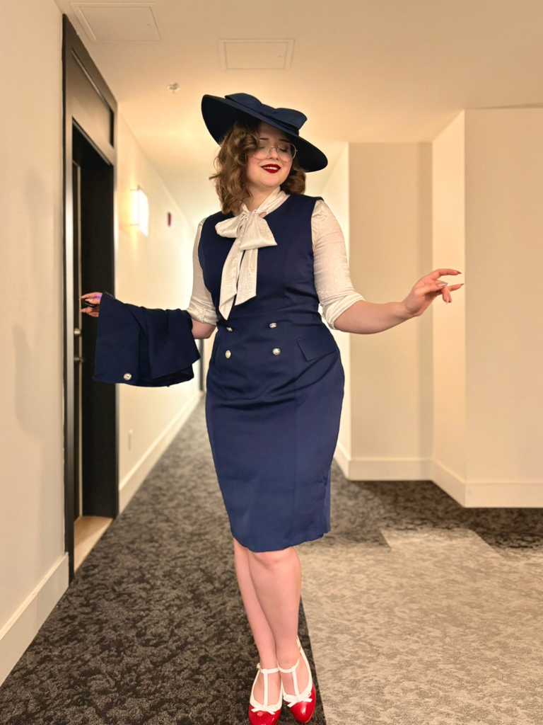 2PCS 1960s Button Work Pencil Dress