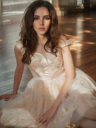 1970s Embroidered Floral Lace Mini Dress