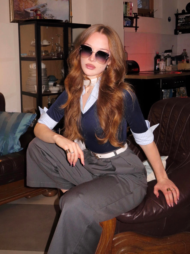 Blue & Gray 1940s Knit Colorblock 3/4 Sleeve Shirt Jumpsuit