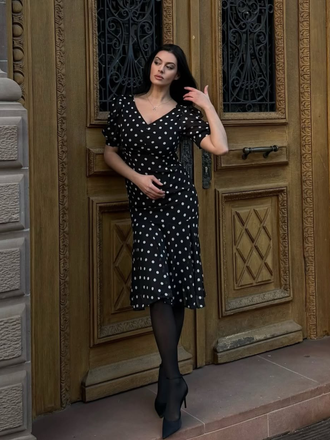 Black 1930s Polka Dot Mermaid Dress