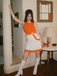 Orange & White 1960s Colorblock Sleeveless Mod Dress