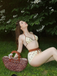 1950s Tie Halter Beaded Star Print Swimwear Set