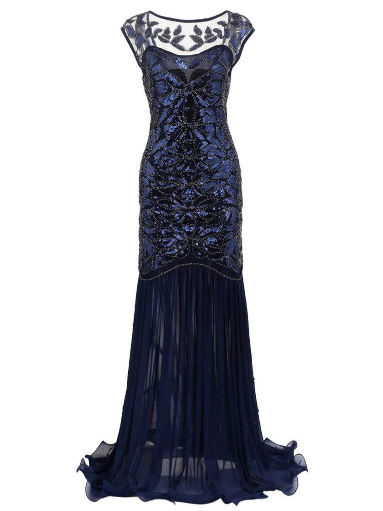 [US Warehouse] Black 1920s Sequin Maxi Flapper Dress