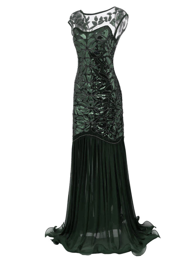 [US Warehouse] Black 1920s Sequin Maxi Flapper Dress