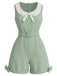 [Pre-Sale] Sage Green 1950s Bow Peter Pan Collar Belted Romper, vintage romper, retro jumpsuit - perfect for women who love vintage and retro fashion