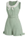 [Pre-Sale] Sage Green 1950s Bow Peter Pan Collar Belted Romper, vintage romper, retro jumpsuit - perfect for women who love vintage and retro fashion