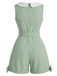 [Pre-Sale] Sage Green 1950s Bow Peter Pan Collar Belted Romper, vintage romper, retro jumpsuit - perfect for women who love vintage and retro fashion