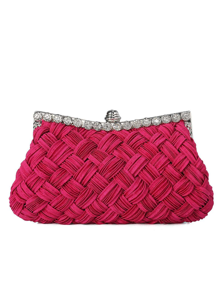 Satin Woven Diamond Evening Bag - vintage fashion, retro style